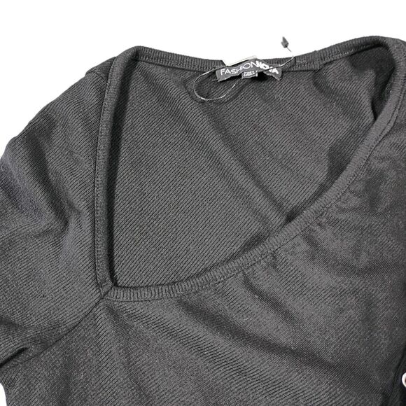 Fashion Nova Ava Asymmetrical Lace Up Top NEW Women's L  Goth Emo Grunge Punk - Picture 6 of 11